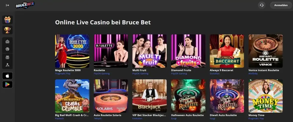 BruceBet Live Casino Tische