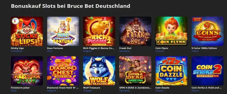 BruceBet Spielautomaten Übersicht